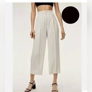 ARITZIA WILFRED Talin Wide Leg Crop Crepe Pants, Black White Stripe, Size 00